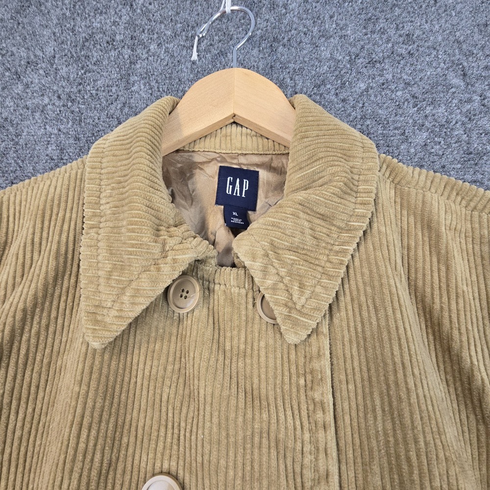 Vintage 2004 GAP Women's Corduroy Peacoat Jacket XL Tan Double-Breasted - Picture 3 of 13